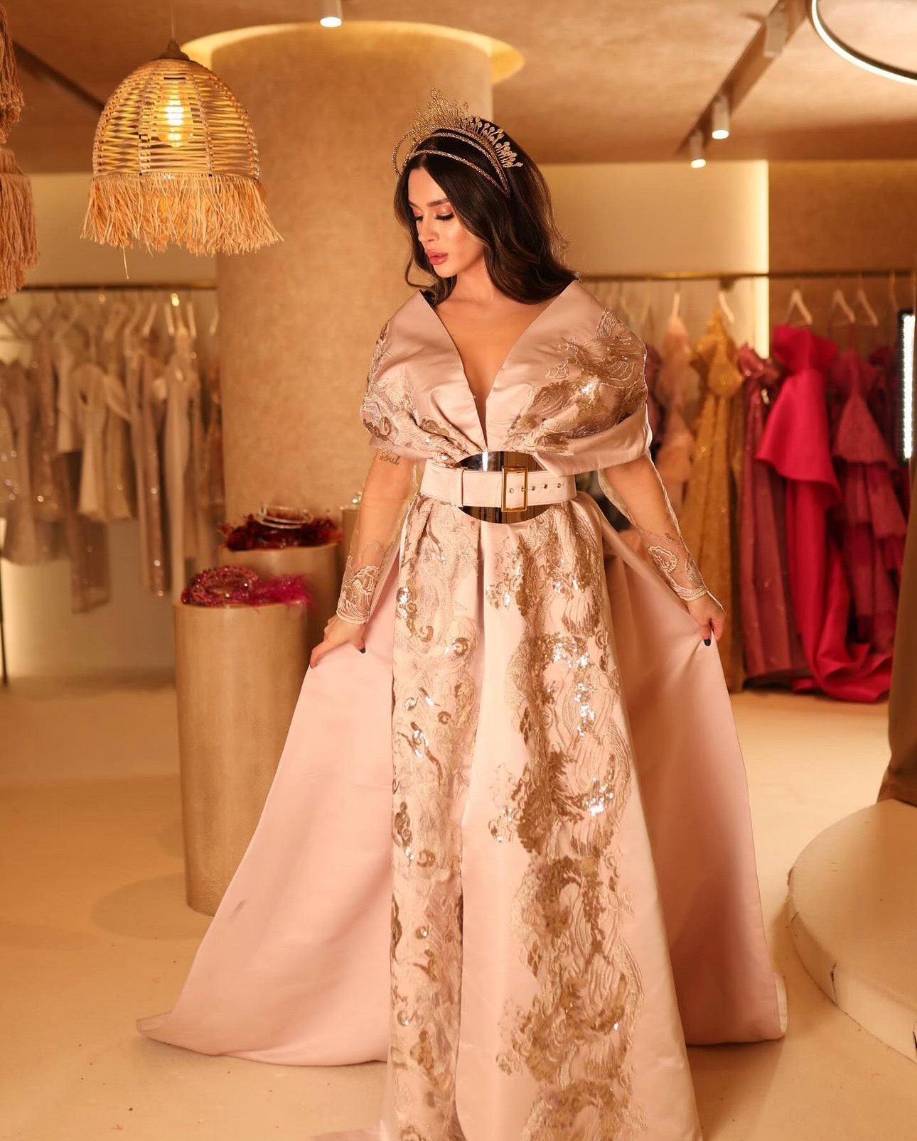 Caftan Pink Pudra Elbise