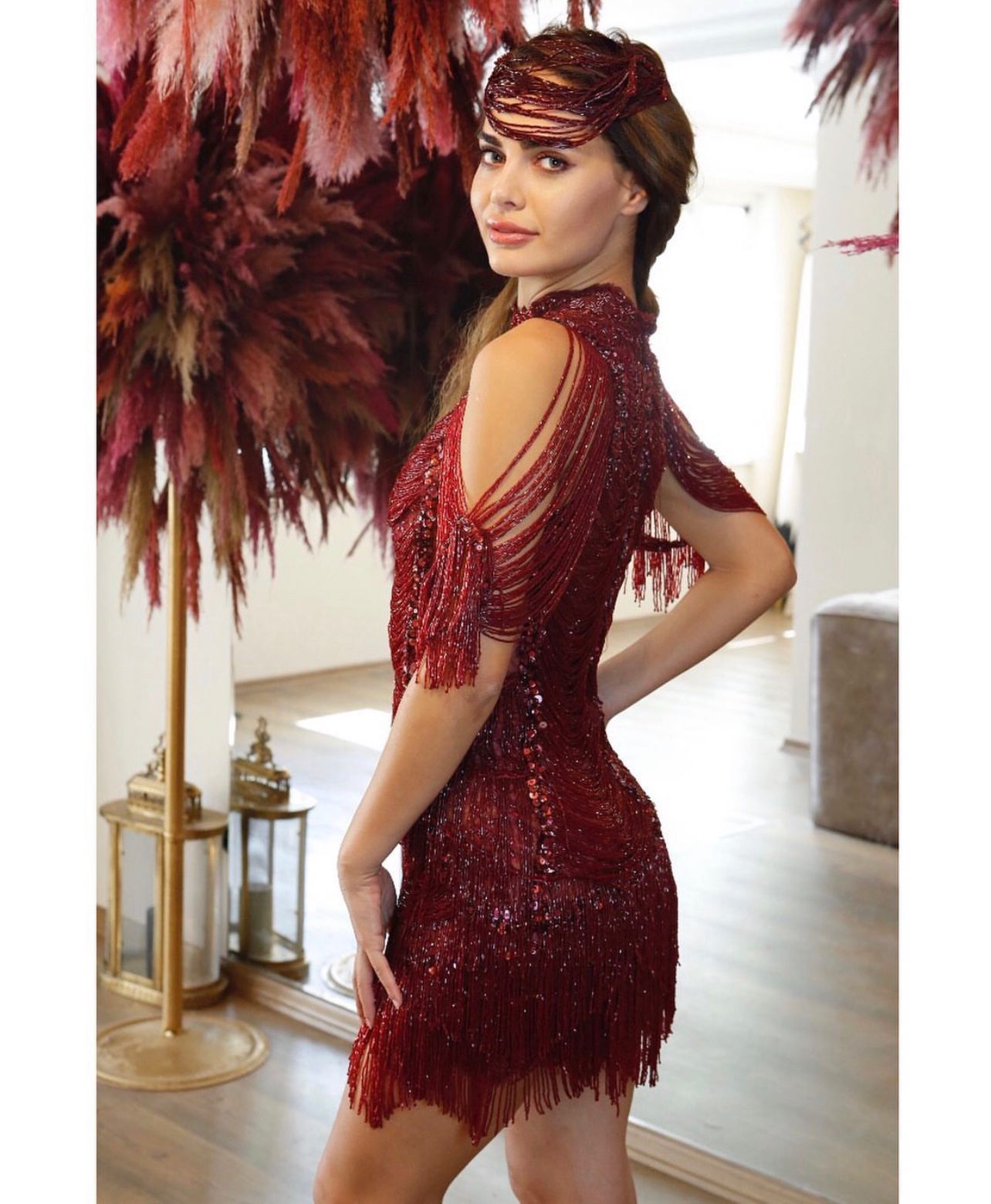 Fimbriated Claret Bordo Elbise