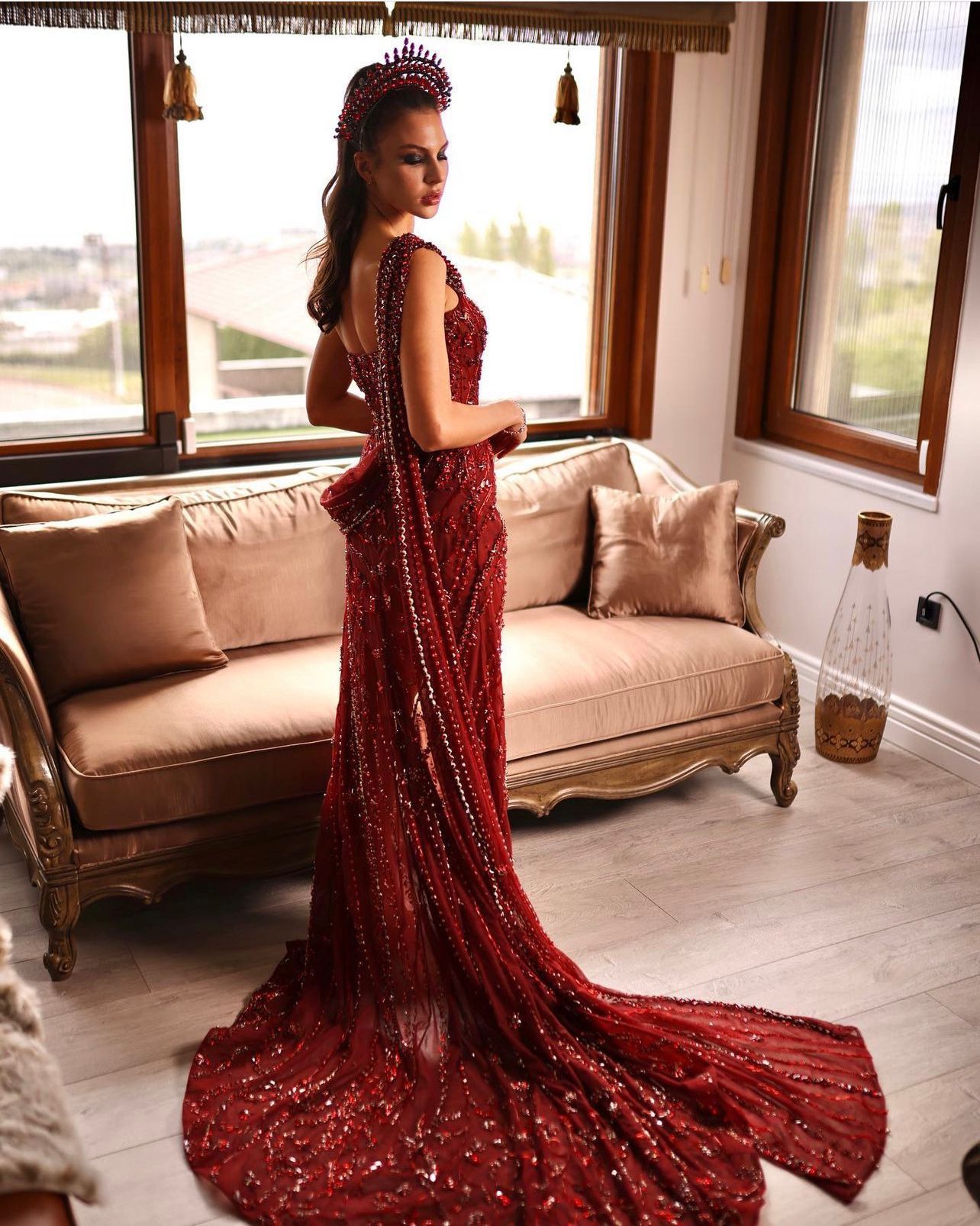 Splendid Bordo Elbise