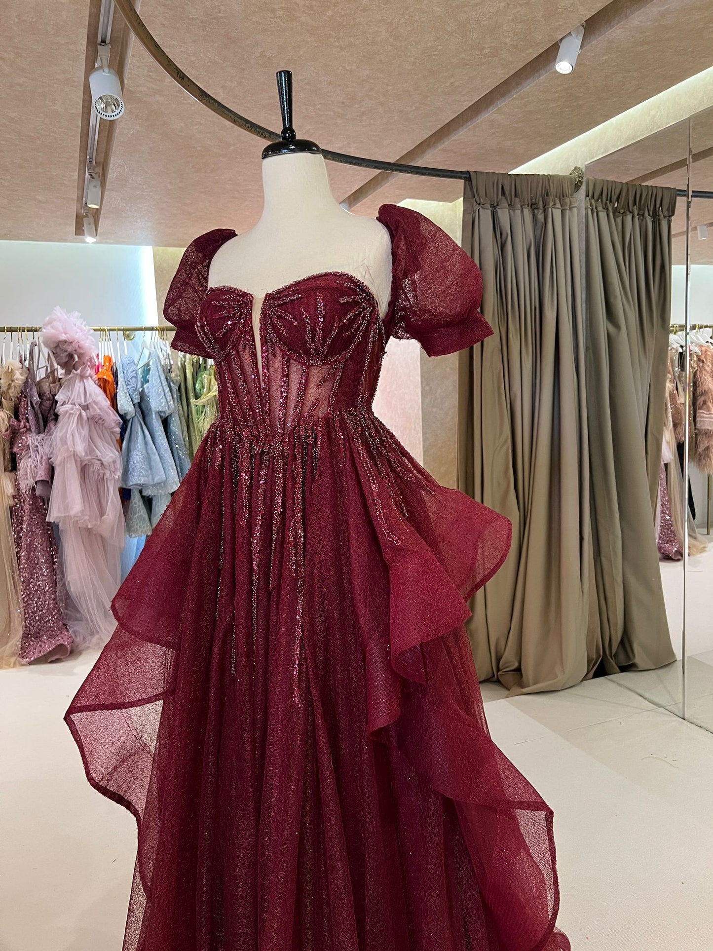 Vagzalli Bordo Elbise