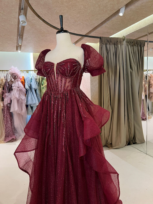 Vagzalli Bordo Elbise